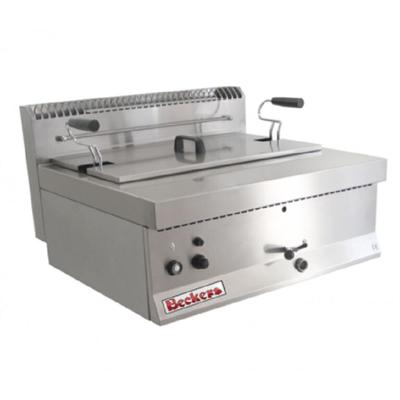 Beckers Fritteuse Gas 21 Liter mit hoher Leistung. Doppeltes Sicherheitsthermostat. Abmessungen 70x65x43(h) cm. Modell FPG21