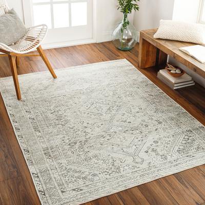 Livabliss Verninac Distressed Medallion Printed Washable Rug