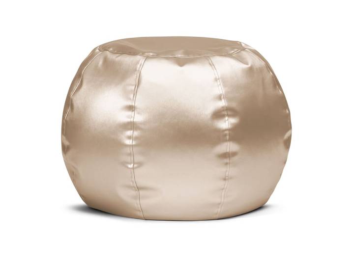 Pouf rond métalisé effet cuir doré 60 ∅ x40 cm