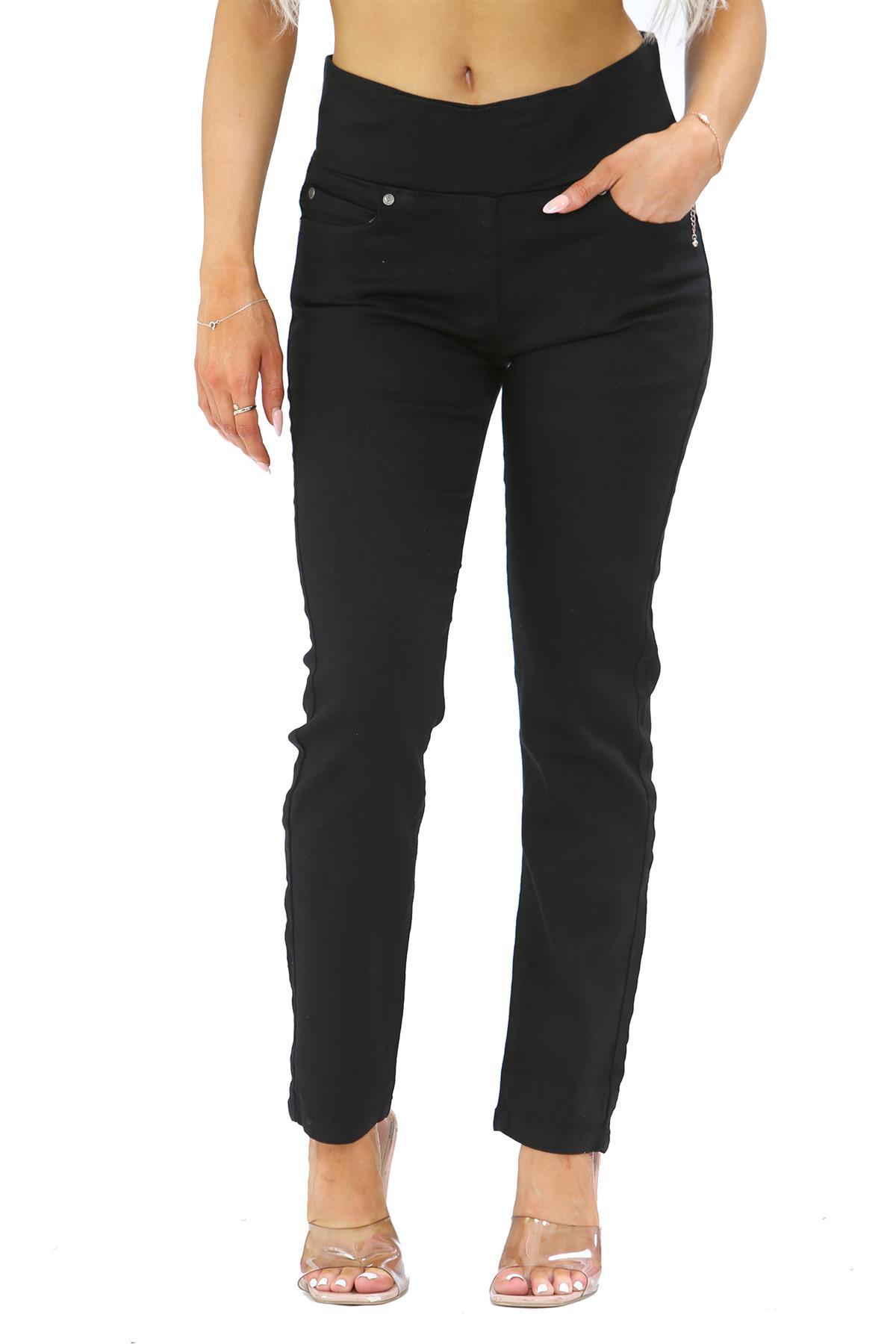 Bauchfreie Jeans mit elastischer Taille für Damen in Schwarz