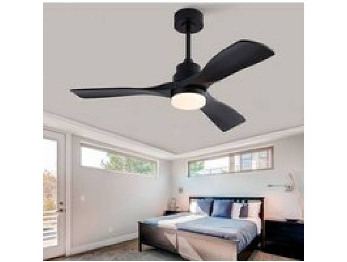 Ventilateur de plafond 42 pouces noir moderne 3 pales éclairage télécommande fonction réversible silencieuse