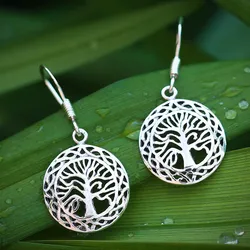 Drachensilber Keltischer Lebensbaum Ohrhänger 925 Silber Ohrschmuck - Silber
