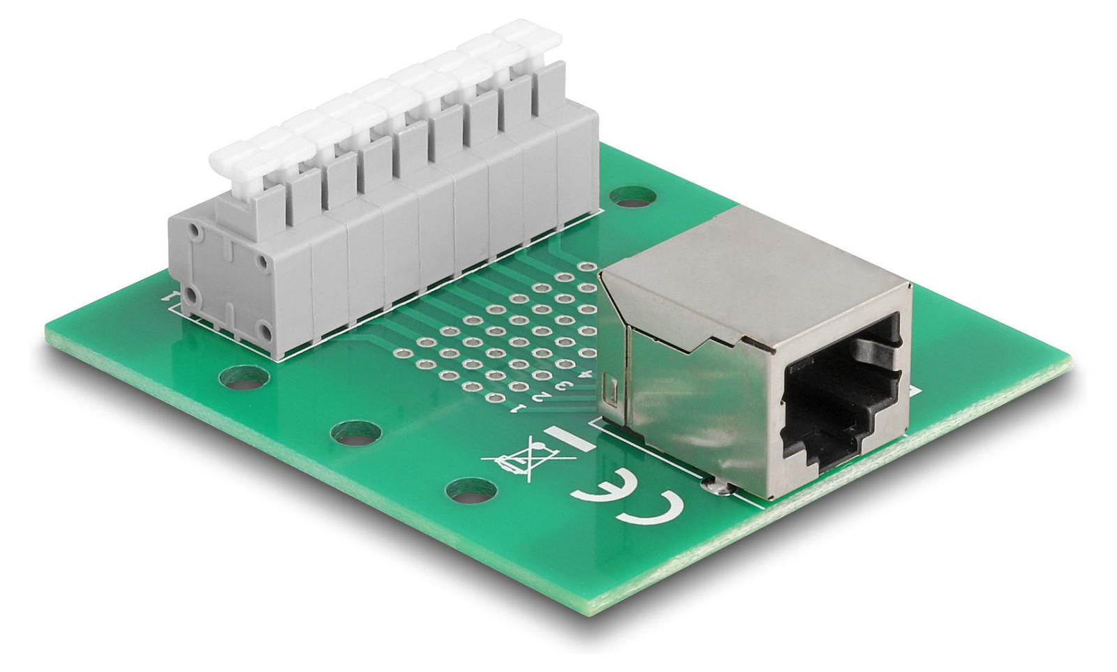 Delock RJ45-connector naar klemmenblok met drukknoop voor montage op rails