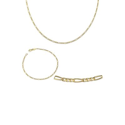 Ketten und Armband Set FIRETTI "Multipack Schmuck Geschenk Gold 333 Halskette Armkette Figarokette" Gr. 60, gold (gelbgoldfarben), Schmuck_Sets, Damen, 60, Gelbgold 333