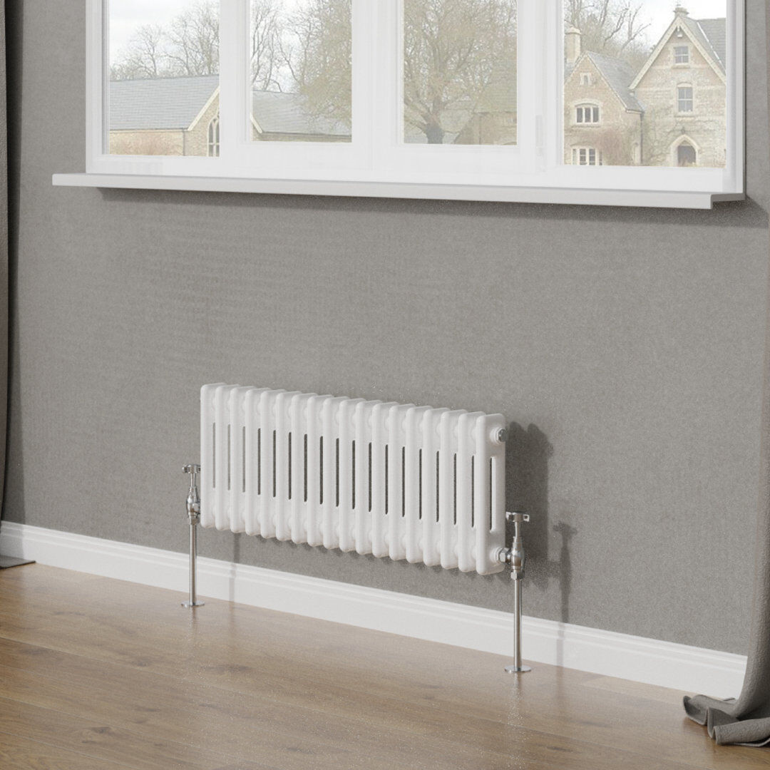 Belfry Heating Tryphosa Traditional 2 Column Horizontal Designer Radiator White 30cm H x 83cm W