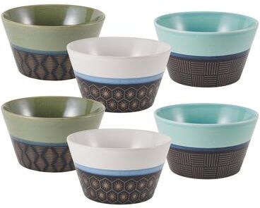 Pfaltzgraff Set of 6 Silk Screen Geometrics All-purpose Bowls, 24 Oz - 24-FLUID OUNCES