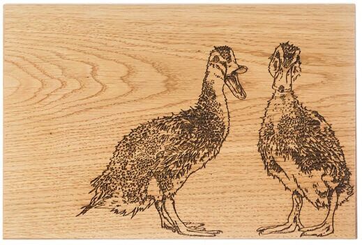 Selbrae House Just Slate Company Quacking Ducks 30cm Oak Serving Board