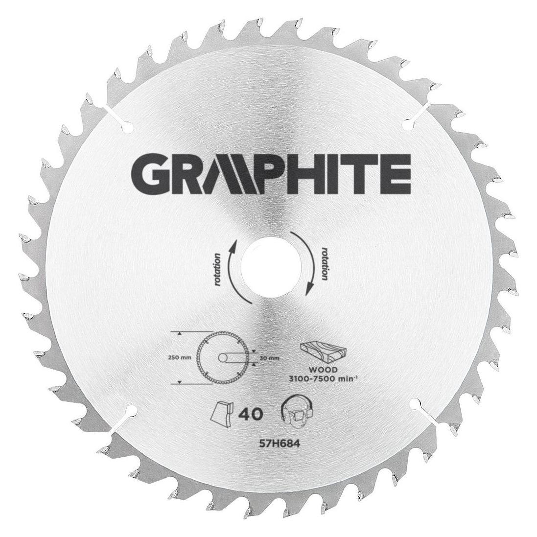 Graphite Graphitkreissäge 250x30x3,2mm 40 Zähne. - 57H684 (TOP-57H684)