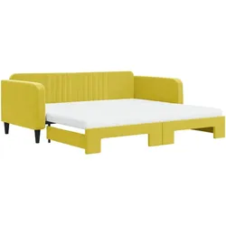 vidaXL Tagesbett Ausziehbar mit Matratzen Gelb 100x200 cm Samt
