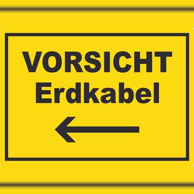 HB-Druck Vorsicht Erdkabel mit Richtungspfeil links Aufkleber A0 (841x1189mm)