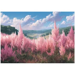 FOTOTAPETE Blumen Wiese Rosa 350x250 cm