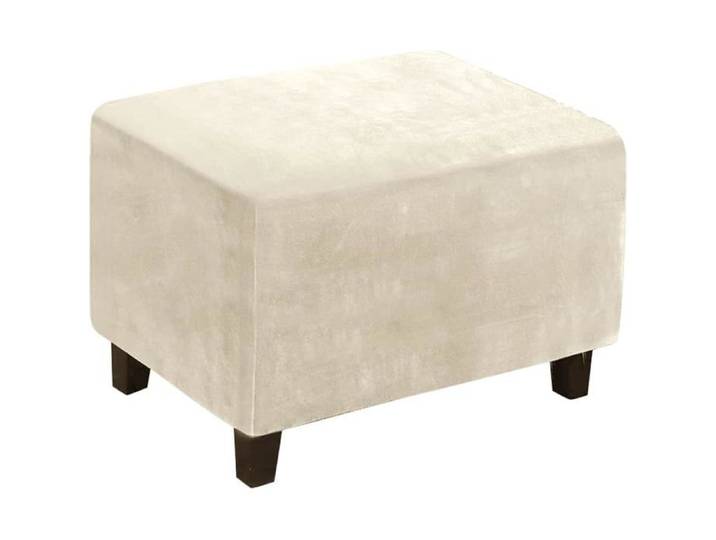 Housse de Pouf carré Housse de Protection pour Repose Pied Couvre Pouf Housse ottomane en Velours Extensibles Beige