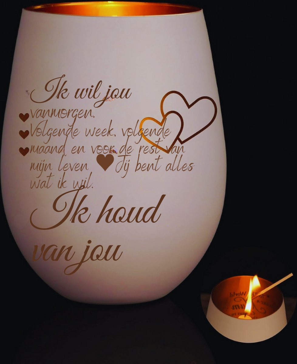 BOG Windlicht met gravure Love Dich voor tealights