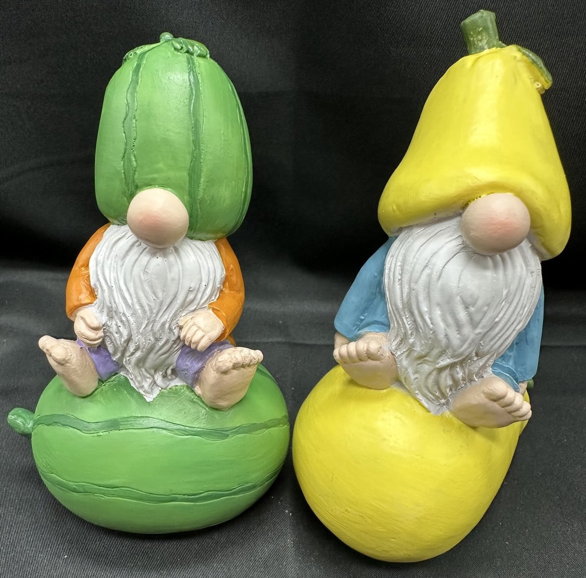Set van 2 meerkleurige tropische tuinkabouters van polyresin met watermeloen en citroen, H 14 x B 10 x D 7 cm
