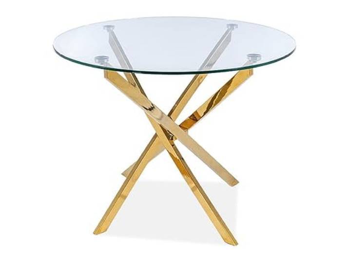 designimpex Design Esstisch rund GA-111 Glas Tisch Esszimmer 90x71x90 cm, Farbe:Klarglas - Gold