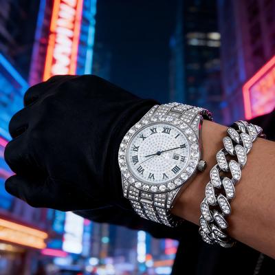 Fusion Finds Luxury Iced Out Watch Silver Quartz Wristwatch For Men & Women With Full Crystal Shine Luxury Iced Out Watch Silver Quartz Wristwatch For Men & Women With Full Crystal Shine