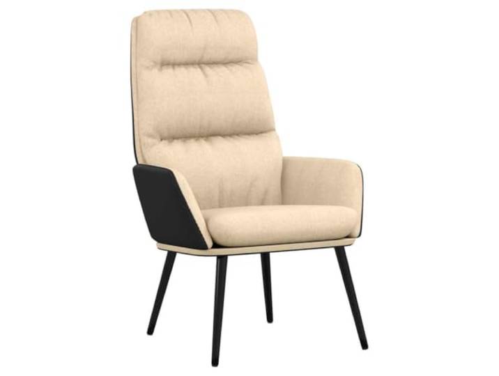 Tmriohed Relaxsessel Creme Polstersessel mit Armlehne Metallgestell Bequemer Fernsehstuhl mit dicker Schaumstoff-Polsterung und Kunstleder-Stoff Bezug für Wohnzimmer und Schlafzimmer.