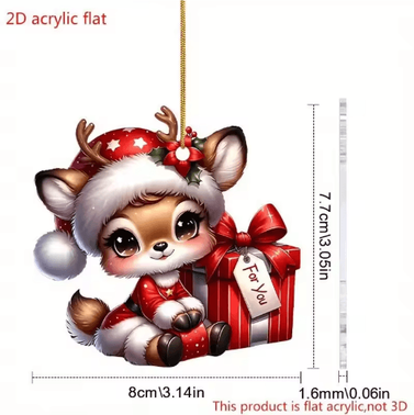 Inspire Picks Cute Reindeer Christmas Ornament Acrylic Cartoon Elk Tree Decoration c