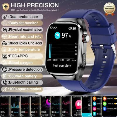 2026 AI Health Smart Watch AMOLED Bluetooth Call Fitness Tracker With ECG & Wellness Monitoring blue scientific Diagnosis