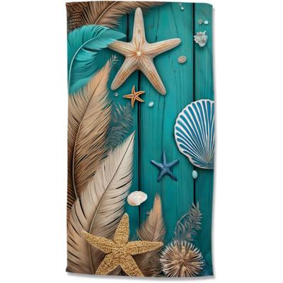 Strandtuch GOOD MORNING "Bali", türkis, B:100cm L:180cm, Velours, Mikrofaser, Handtücher, Mikrofaser, Velours, Strandtuch, saugfähig, 100x180, tropisch, federn