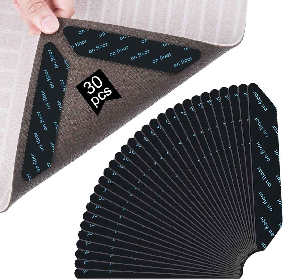 30 stuks Antislipstickers Tapijt - Herbruikbare Grippers - Zwart