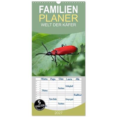 Familienplaner 2027 - WELT DER KÄFER mit 5 Spalten (Wandkalender, 21 x 45 cm) CALVENDO