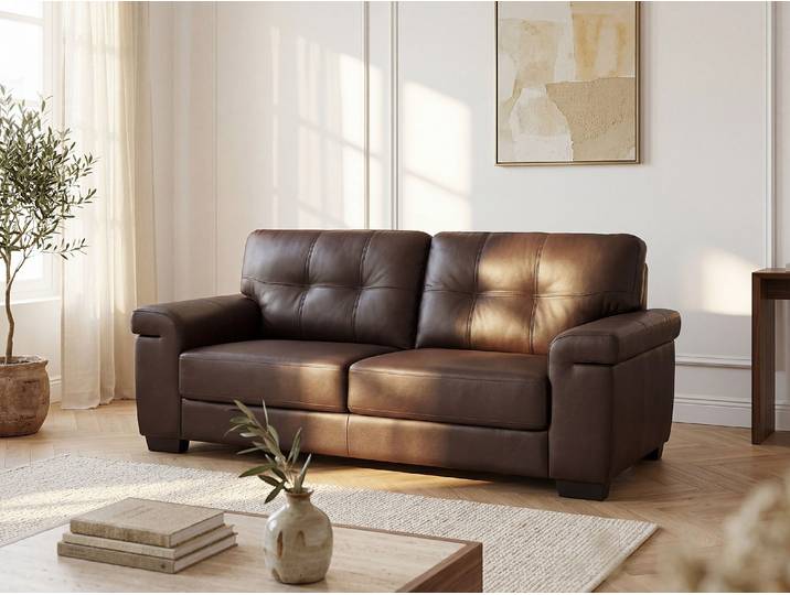 Ledersofa 3-Sitzer - Braun - HAZEL