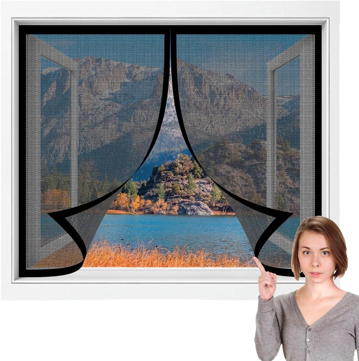 Magnetisch hor voor insectenwering met frisse lucht, zwart, 222 x 73 cm