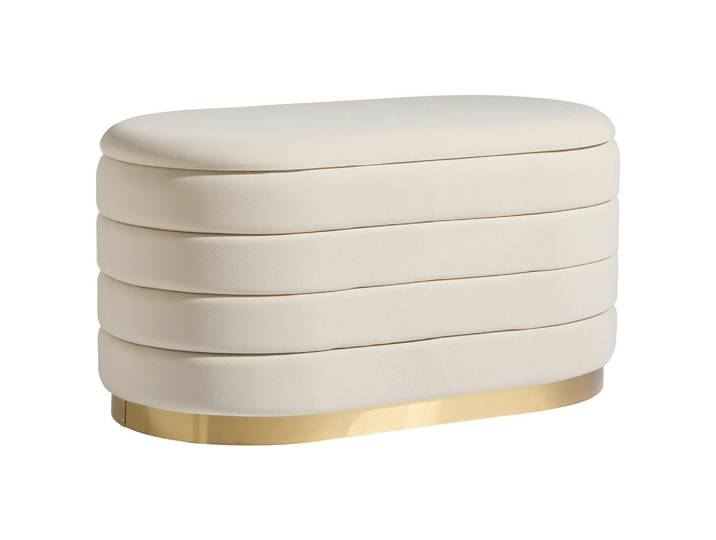 Mid.you Hocker, Beige, Metall, oval, 80x42x42 cm, Stauraum, Wohnzimmer, Hocker, Sitzhocker
