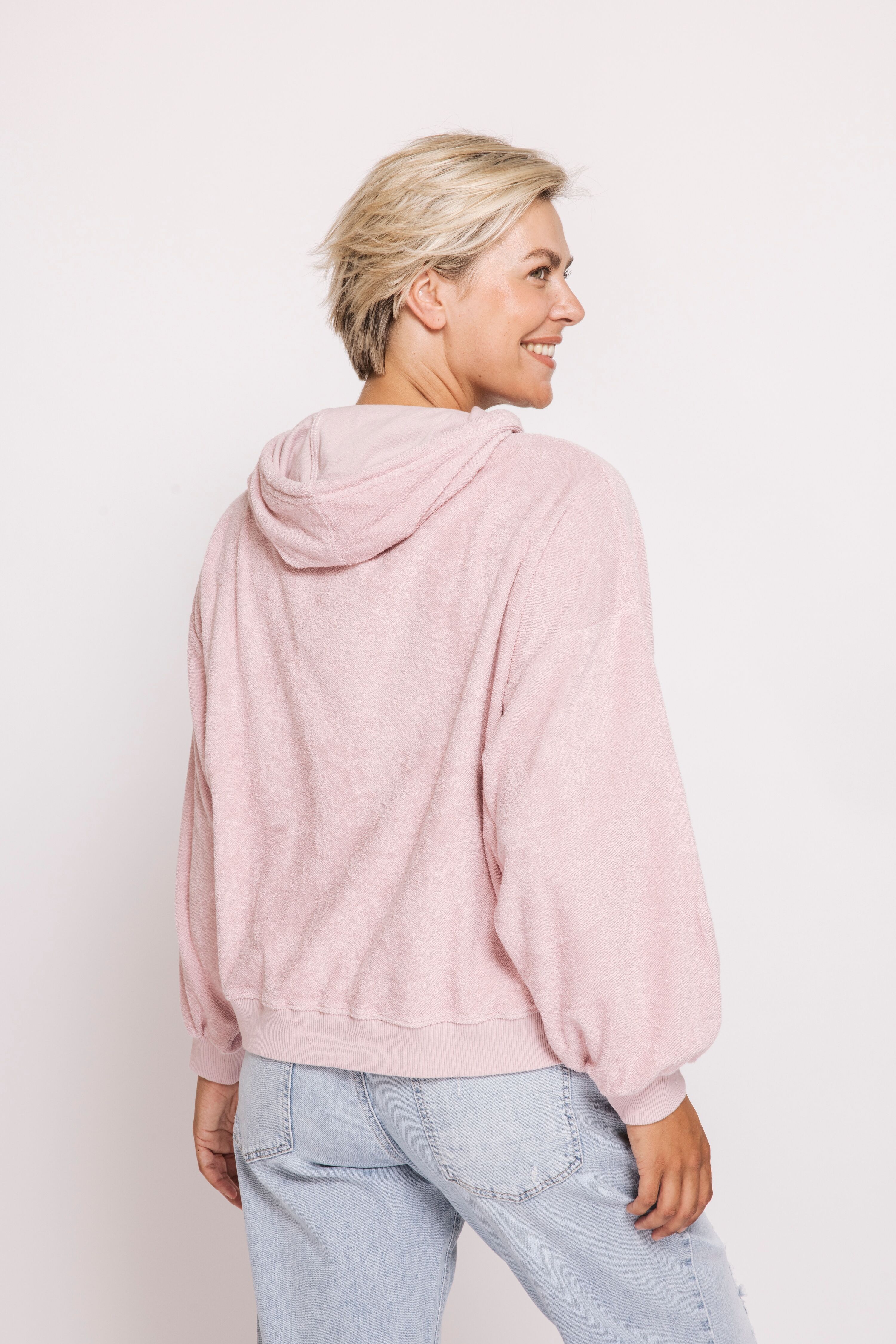 Kapuzensweatshirt ZHRILL "ZHXENIA Nicki Kap-Sweat", Damen, Gr. XL, rosa (pink), Nicki, Obermaterial: 100% Baumwolle, unifarben, lässig geschnitten hüftbedeckend, Rundhals, Flachstrickbündchen, Sweatshirts Kapuzensweatshirt, mit Stehkragen, mit Strick-Kord