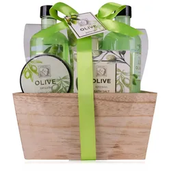 accentra Badeset OLIVE in Holzbox