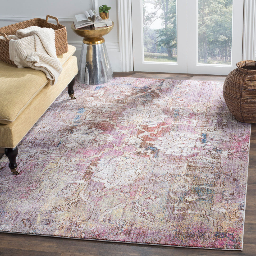 World Menagerie Macdonald Oriental Area Rug Pink/Grey Runner 69 x 244 cm