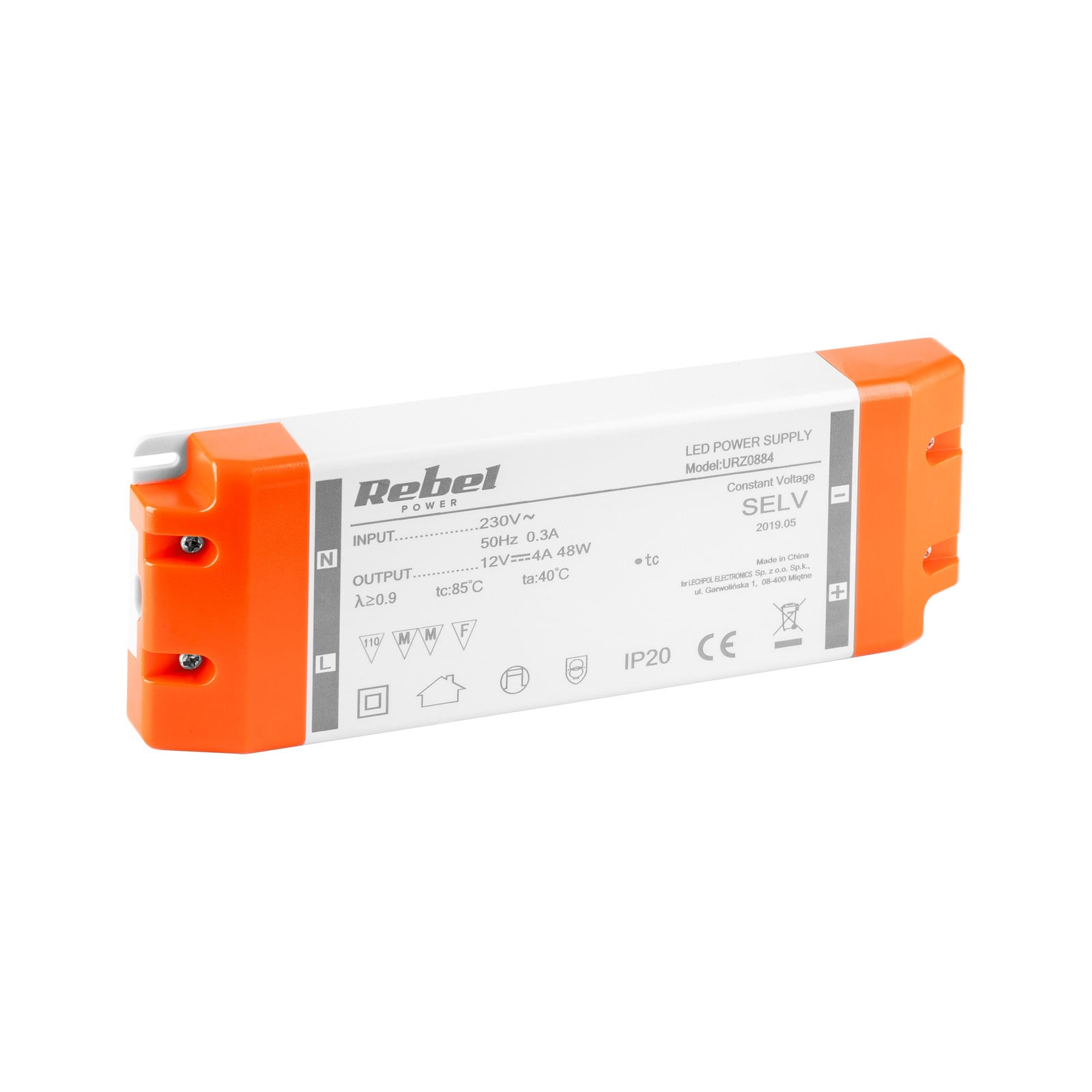 Rebel 12V 4A 48W voeding voor LED-strips