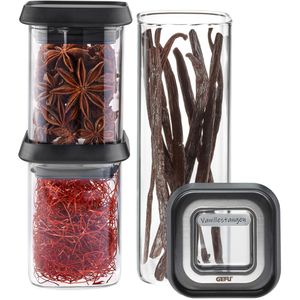 Gefu Vorratsdose Pantry mini 12811, aus Glas, 0,18 - 0,4 Liter, transparent, luftdicht, Set, 3-teilig