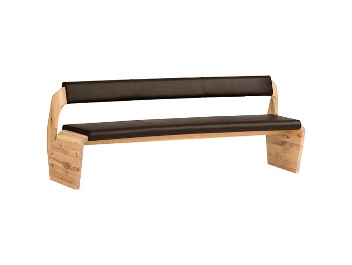 Voglauer Sitzbank, Braun, Eichefarben, Holz, Echtleder, Nappaleder, Rindleder, Eiche, massiv, 227x84x70 cm, Goldenes M, Made in Austria, Lederauswahl, mit Rückenlehne, Esszimmer, Bank, Sitzbänke, Polsterbänke