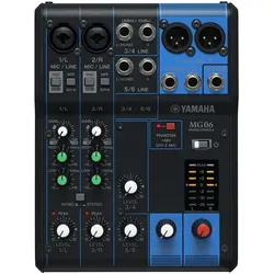 Yamaha Mischpult MG06 (Studio- und Livemixer), Mischpult, Schwarz