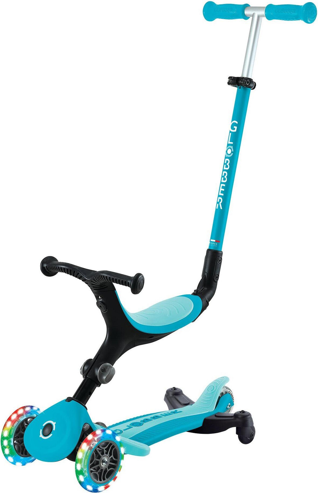 Globber Go-Up Active Lights 360 3-in-1 loopfiets, driewieler en scooter - Blauw