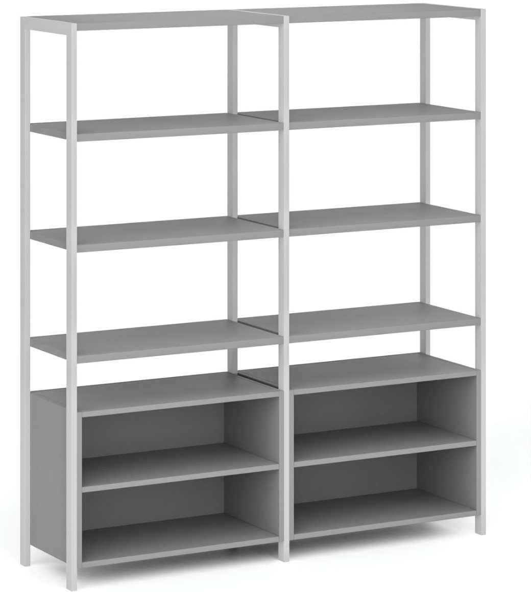B2B Partner HOME OFFICE Doppelregalwand mit Regalschrank, weiß/grau