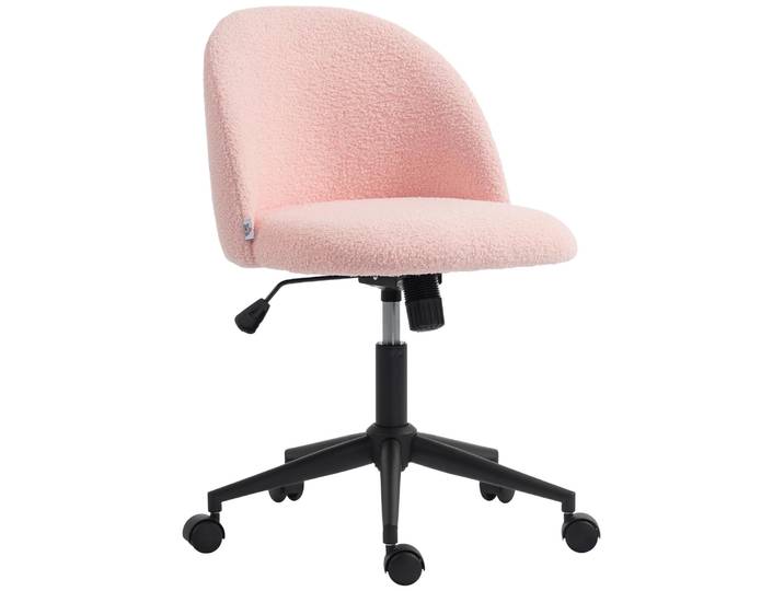 HOMCOM Schreibtischstuhl höhenverstellbarer Bürostuhl mit Teddyfleeceoptik Rosa