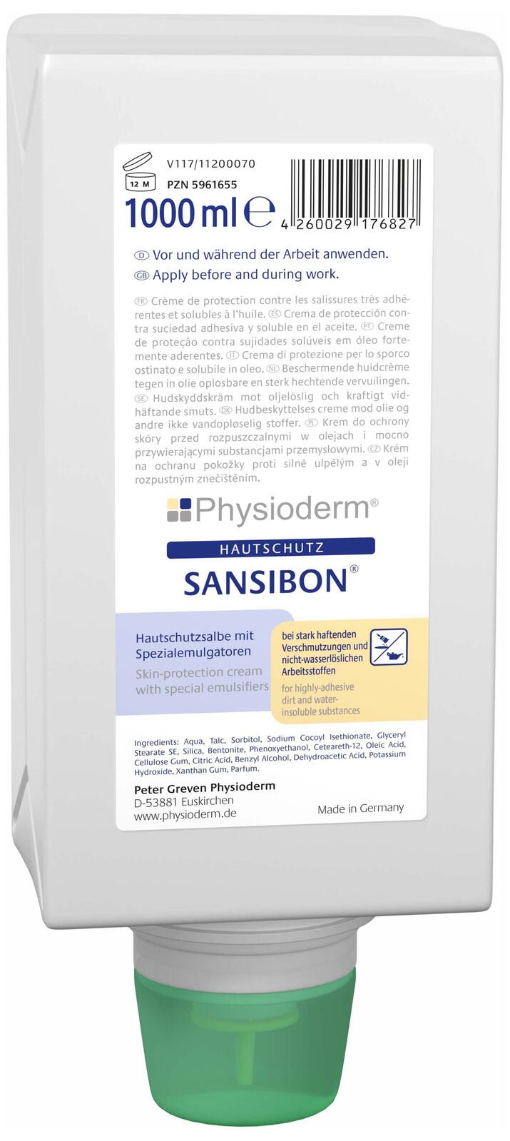 Physioderm® Hautschutzcreme SANSIBON® 1,0 l 14048001