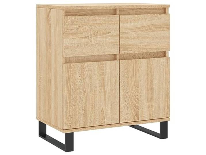 Roanoer Sideboard Sonoma-Eiche 60x35x70 cm Holzwerkstoff Kommode Kompakter Beistellschrank für Wohnzimmer und Flur mit stabilen Eisenbeinen und integriertem Umkippschutz.
