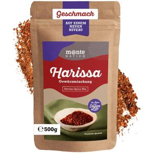 Monte-Nativo Gewürzmischung Premium Qualität, Harissa, für orientalische Gerichte, vegan, im Beutel, 500 g