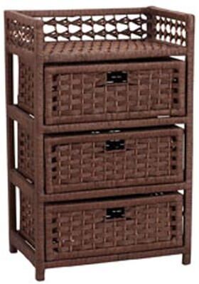 Value Selection Woven 3 Drawer Storage Chest With Paper Rope Drawers And Top Shelf brown