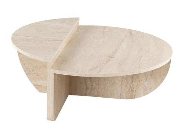 Vente-unique - Couchtisch 2-teilig - Travertin-Optik - Beige- ALOEVA