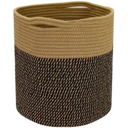 HMF Aufbewahrungskorb mit versteckten Griffen, runder Korb passend für Kallax, 31 x 31 cm, Schwarz-Honig