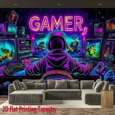 Inspire Essentials Neon Gamer Tapestry Wall Decor Gaming Room Background For Bedroom And Setup a 75x100cm(2.5x3.3ft