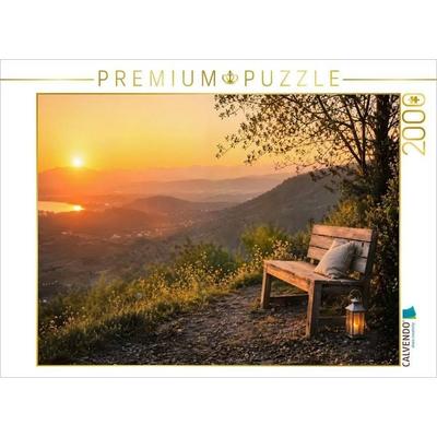 CALVENDO Puzzle Goldene Stunde - Bank im Abendlicht | 2000 Teile Lege-Größe 90x67cm Foto-Puzzle für glückliche Stunden