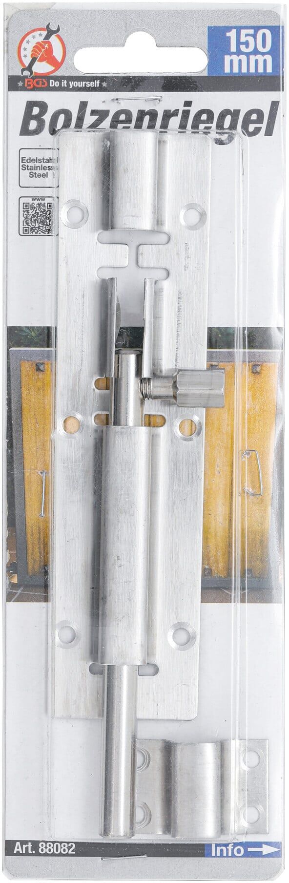 BGS Do it yourself Bolzenriegel 88082, Edelstahl, 150 mm)