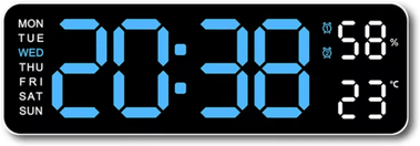 Inspire Picks SmartView Large Digital Wall Clock With Temperature & Humidity Display blue