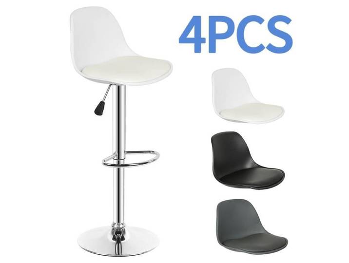Tabouret de bar - AGNESG - hauteur d'assise réglable - lot de 4 - blanc